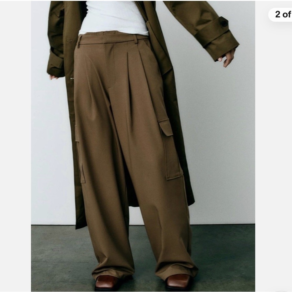 NWT Zara Wide-Leg Cargo Pants size XS - Picture 2 of 9